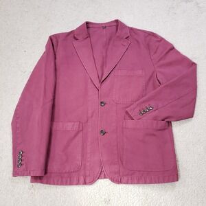 J. Crew Mens Blazer 42R Maroon Unstructured Cotton Jacket Sport Coat Preppy *